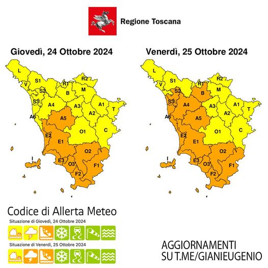 Allerta meteo 24 e 25 ottobre 2024